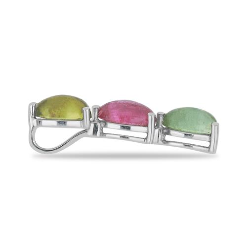 BUY NATURAL MULTI TOURMALINE GEMSTONE PENDANT IN STERLING SILVER 